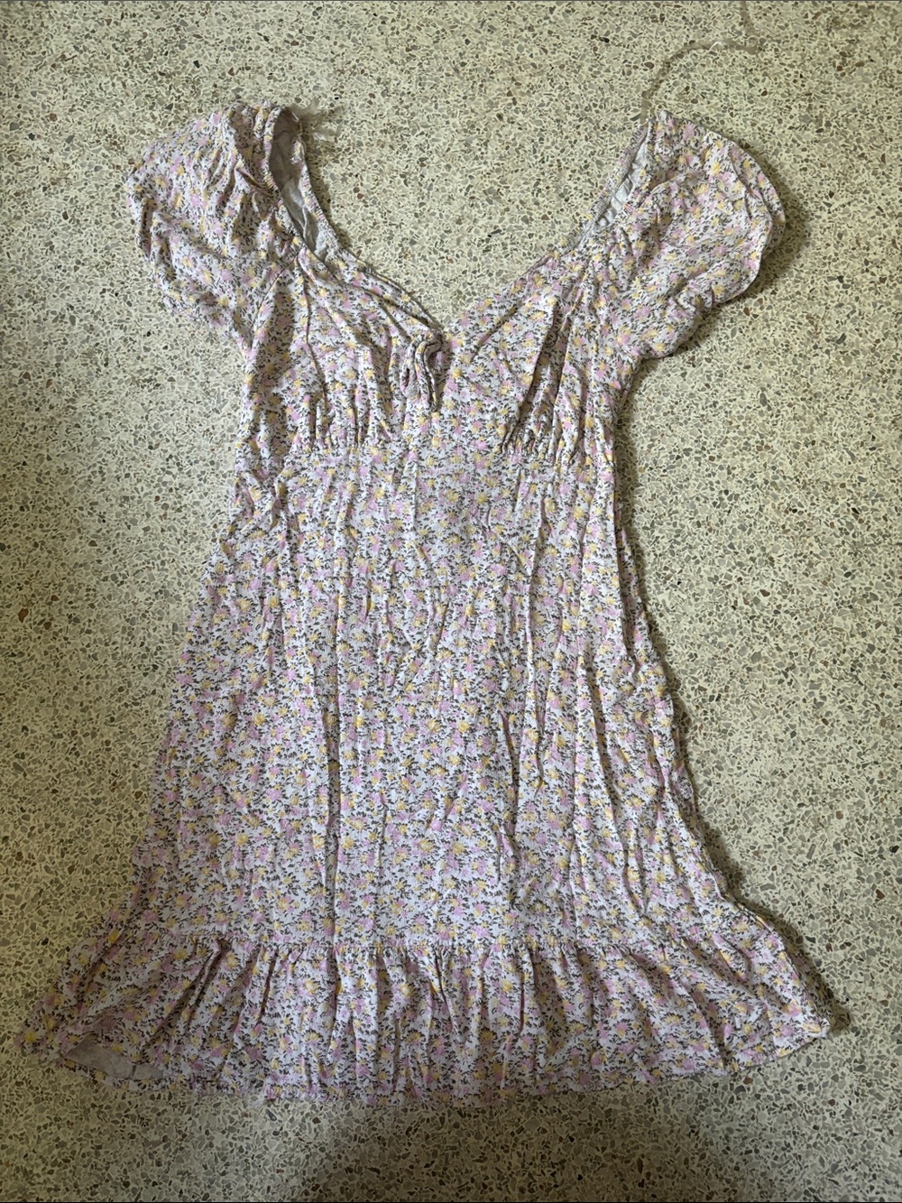 wild fable Lavender Floral Puff Sleeve Mini Dress